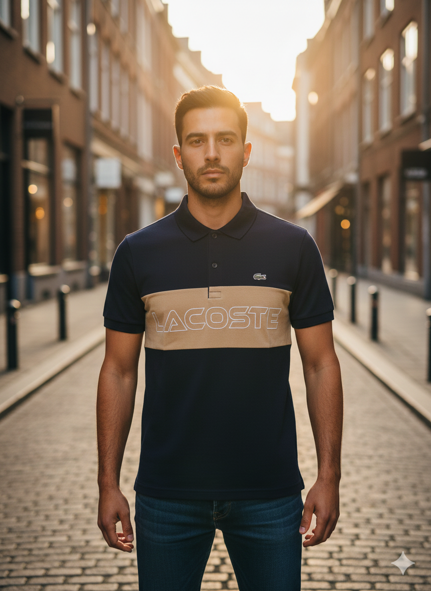 Polo Diseño Beige/Azul clasico Regular Fit