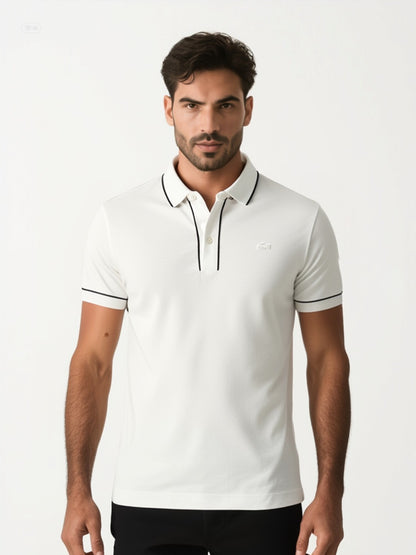 Polo de Piqué Lacoste Blanca, Corte Regular