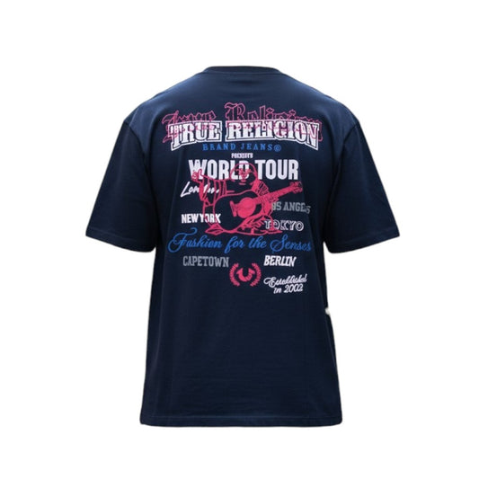 Playera True Religion azul diseño Buda World Tour